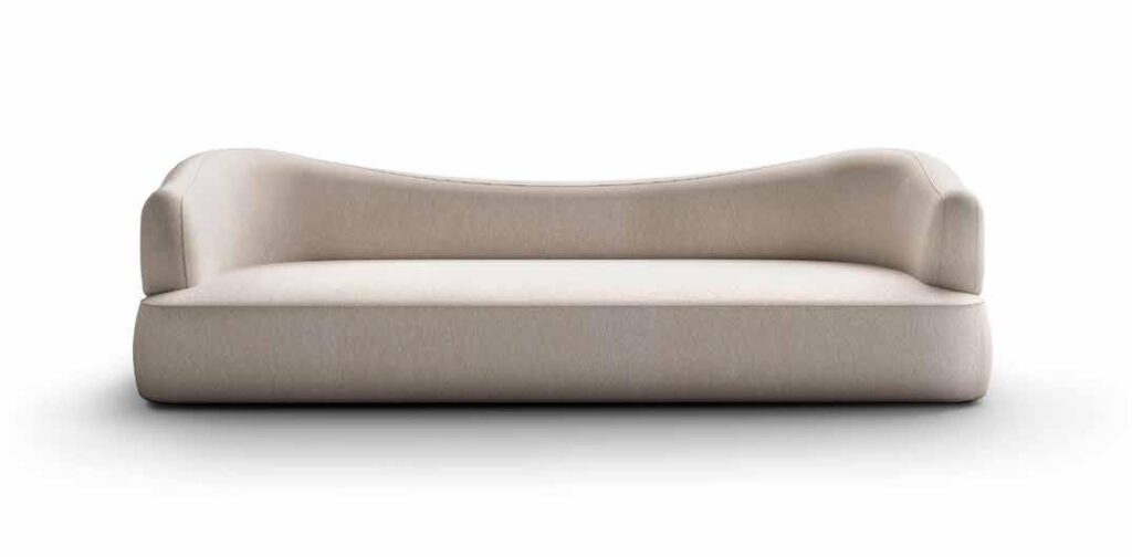 Divano Cookies curvo in versione letto senza cuscini