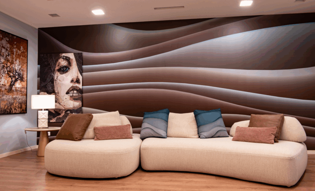 Divano Cookies esposto nello showroom Regina Design a Monza