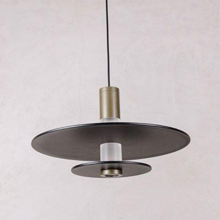 Lampada CREO con doppio disco nero e corpo bronzo