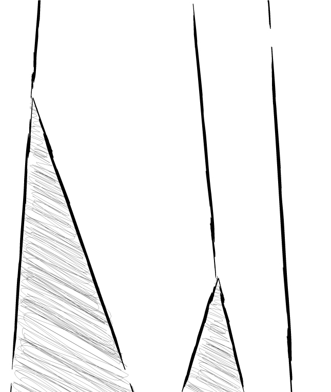 Disegno base del tavolo Deod ispirata alle Dolomiti