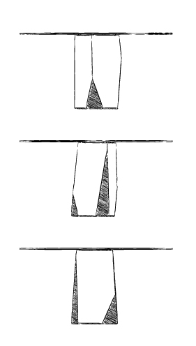 Tre versioni di base del tavolo Deod in disegno