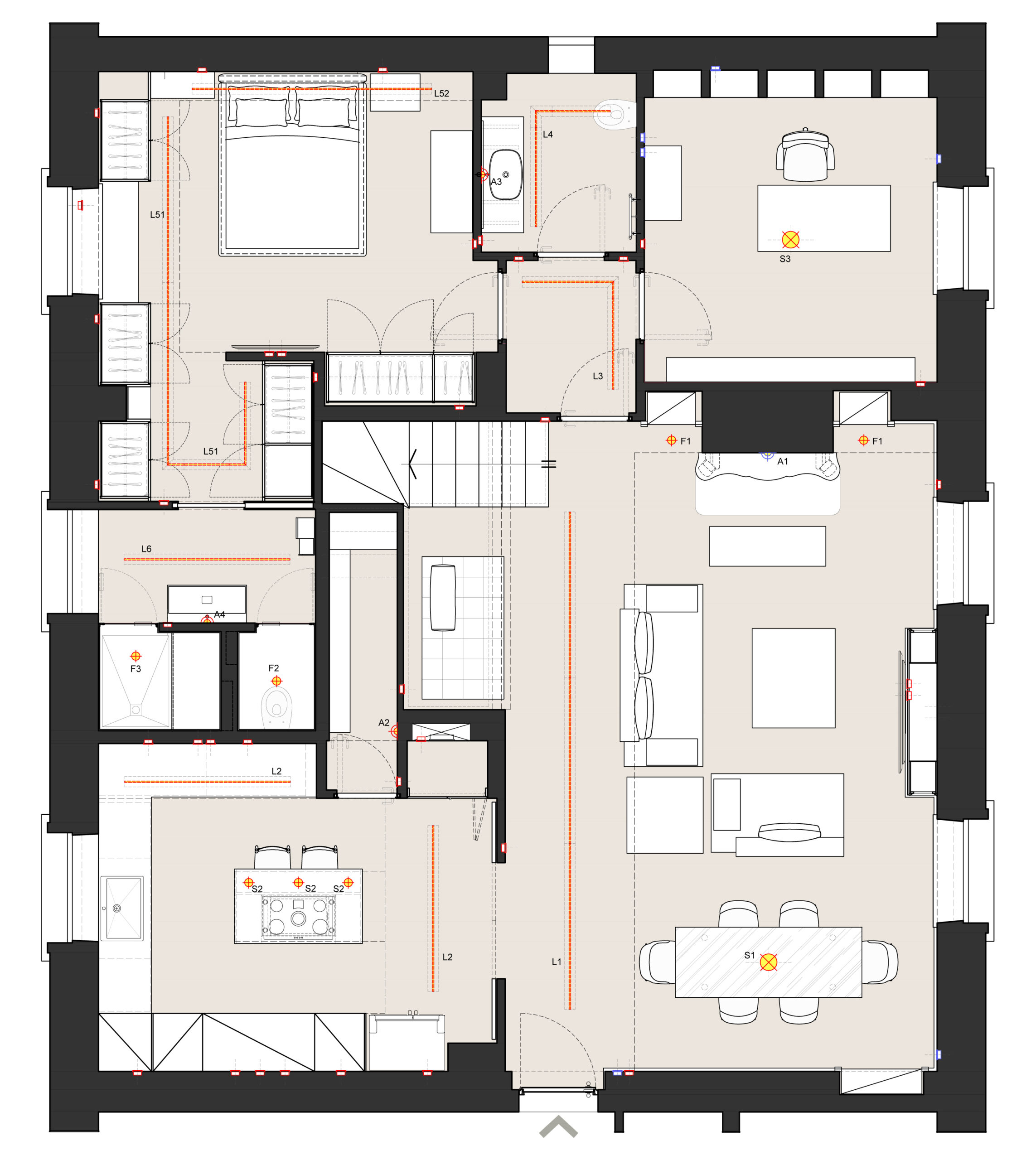 Pianta architettonica per progetto casa personalizzato